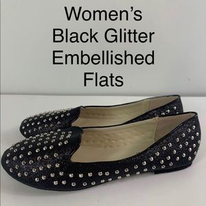 Brand New Women’s Black Glitter Embellished Flats